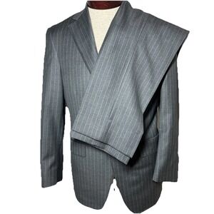 Samuelsohn Super 110's‎ Wool Suit Gray Pinstripe CUSTOM MADE US Sz 38S W32x28/3